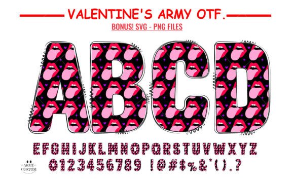 Express Love with the Valentine's Army Lips Alphabet Font