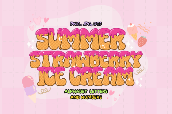 Summer Strawberry Ice Cream: A Sweet Typography Asset